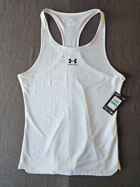 Under Armour HeatGear Compression Tank Womens Large White Racerback NWT 1365458